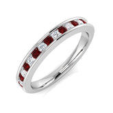 Ruby & Diamond Channel Set Half-Eternity Ring in Platinum
